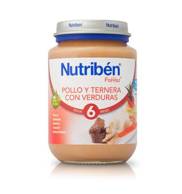 Nutrib&eacute;n potitos pollo y ternera con verduras, 200g, desde 6 meses